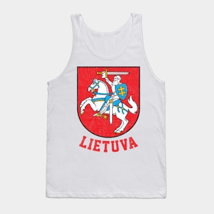 Lithuania - Vintage Distressed Style Crest Design Tank Top